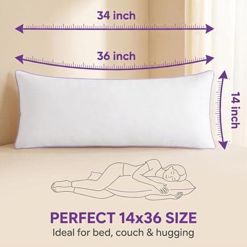 Wuuyuef 14x36 Pillow Insert Set of 1, Hypoallergenic Lumbar Pillow Inserts,Soft Rectangular Cushionfor Couch, Sofa – Oeko-TEX Certified Virgin Down Alternative Filling, Machine Washable - Thumbnail 3