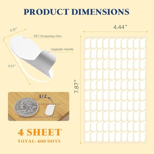Adhesive Sticky Dots, Putty Sticky Tack, Double Sided Mounting Glue Dots for Wall Hanging, Crafts, Balloons, Poster, Festival, Party, Decorations - 400 Dots - Thumbnail 2