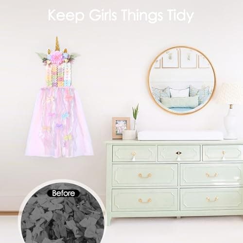 Unicorn Bow Holder for Girls Hair Bows, Baby Hair Clip Organizer Barrettes Claw Clips Storage Wall Hanging Display for Toddler Baby Girl Nursery Room Decor - Thumbnail 5