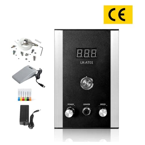 Lakimi Air-Free Pneumatic Engraving Machine - Pneumatic Impact Engraver for Jewelry with Built-in Air Compressor AT01 (Black) - Thumbnail 6