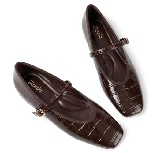 Zasda Flats for Women Comfortable Dressy Mary Jane Ballet Flats Square Toe - Image 1