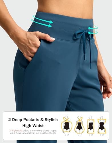 G Gradual Women's Pants High Waisted Golf Pants 2 Deep Pockets 7/8 Ankle Sweatpants for Athletic Travel Casual Lounge Work, Dark Blue, Medium - Thumbnail 3