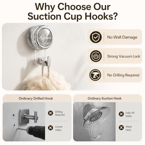Nicespce Heavy Duty Suction Cup Hooks for Window Shower Glass Door - Thumbnail 4