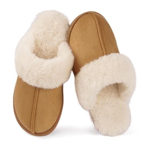 IPSAE House Slippers for Woman Fuzzy Bedroom Slip-on Slippers Scuff Soft Memory Foam Shoes Indoor - Image 1