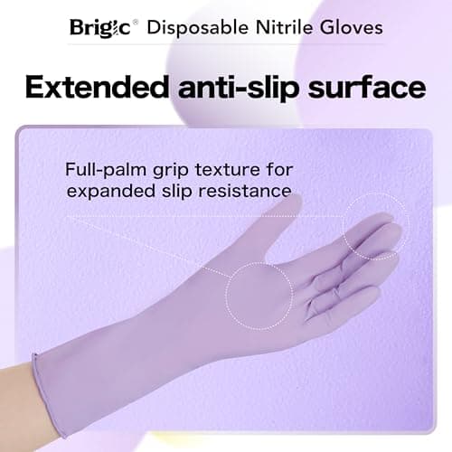 Brigic 12-Inch Extended Disposable Nitrile Gloves | Latex-Free & Powder-Free | Full Palm Textured Grip | Multipurpose for Home, Kitchen, Beauty & Garden Mint Green, Medium (Pack of 50) - Thumbnail 3