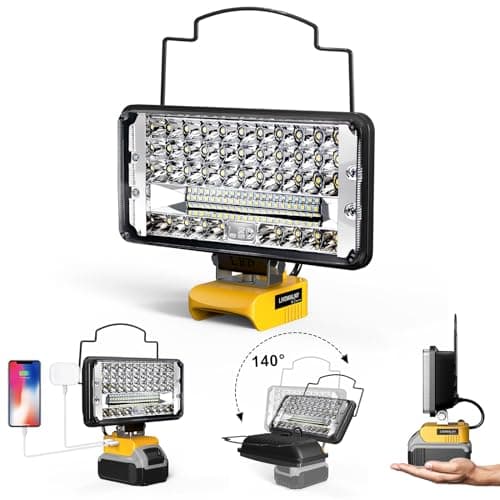 LED Work Light Compatible with 20V Battery, 14800LM 148W Cordless Flood Light, 7" Wide Beam, USB & Type-C Charging, Battery Protection, 140° Adjustable Head, Portable Jobsite Light (Tool Only) - Image 1