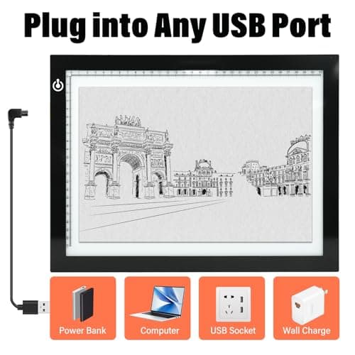 A4 Light Box for Tracing – Ultra-Thin LED Light Table with Adjustable Brightness, USB Powered Light Board for Kids, Artists, Tattoo Transfer, Drawing, Sketching, Stenciling & Art Projects - Thumbnail 5