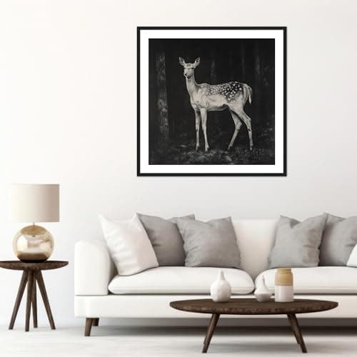 Moonow7 Graceful Deer Wall Art Prints, Forest Wildlife Posters, Elegant Nature Decoration, Living Room Artwork, Bedroom Wall Accents, Rustic Home Aesthetic, Unframed Size 30x30 cm / 12x12″ - Thumbnail 5