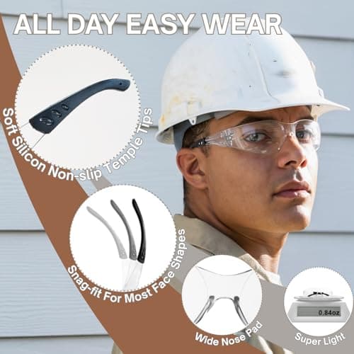 Hoqiwild Safety Glasses Men Women 12 pack, Z87 Safety Glasses with Scratch&Impact-Resistant lens, clear safety glasses with Ansi Z87.1 certification for construction, lab, lawnwork,workshop - Thumbnail 2
