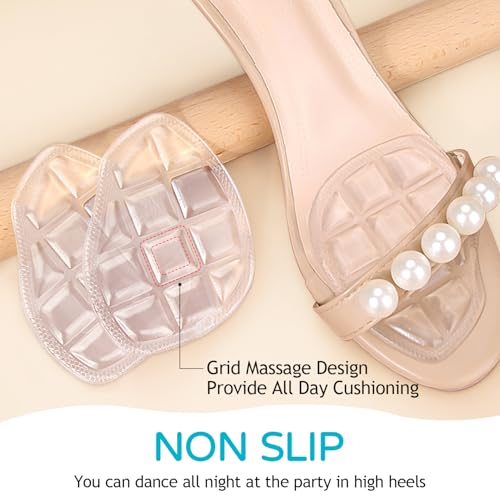 Niifawh Ball of Foot Cushions for Women 2 Pairs | 4ct Gel Blister Bandages for Feet, Blister Cushion for Heel, Toe, No Slip Metatarsal Pads for Reduce Heel, Toe & Foot Pain, Clear01 - Thumbnail 2
