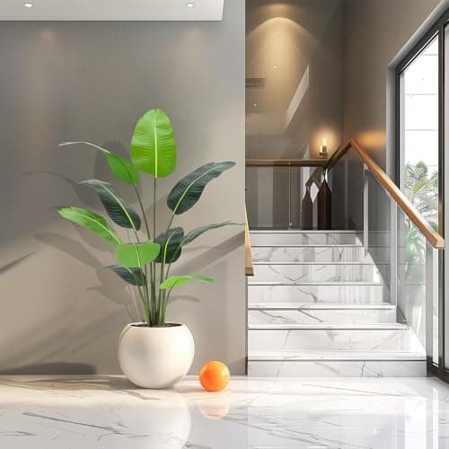 Plastic Artificial Bird of Paradise Plant 5 ft (60 in) Fake Palm Tree for Indoor Outdoor Modern Decor Faux Plants for Home Office Perfect Housewarming Gift with 10 Trunks Faux Leaves 2 Pack - Thumbnail 4