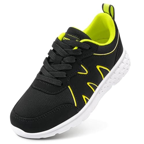Stelle Kids Sneakers Girls Tennis Shoes Non-Slip Lightweight Breathable Athletic Sports Running Shoes(Black,13ML) - Image 1