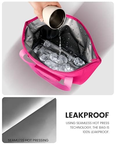 Sports Rabbit Extra Large Neoprene Lunch Bags for Women – 2-in-1 Insulated Tote with 15.6" Laptop Sleeve – Fashionable, Washable Leakproof Cooler Purse & Ideal Gift for Nurses, Teachers (Rose Red) - Thumbnail 5