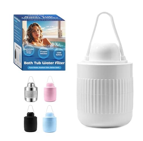 17-STAGE Bath Filter for Tub with Premium Design & Leak-Proof, 7000-Gallon Long-Life Cartridge with Vitamins C & E + Essential Minerals Removes Chlorine and Softens Hair, Skin & Nails | Patent Pending