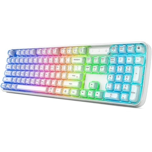 MOFII Upgraded Wireless Ergonomic Keyboard, BT/2.4Ghz Tri-Mode Ergo Keyboard with Natural Curve, RGB Backlit, Rechargeable Battery, Full-Size Keyboard for Computer/Laptop/Mac/MacBook, Pearl White - Image 1