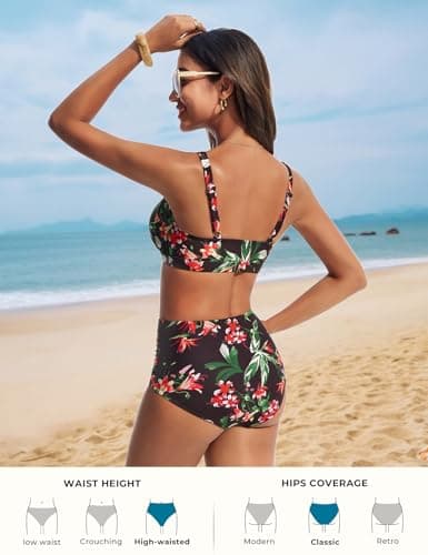 Womens Swimsuits 2026, Tropical Bikini Set, Classic Swimwear, Modest Cute Retro Bathing Suit - Thumbnail 4