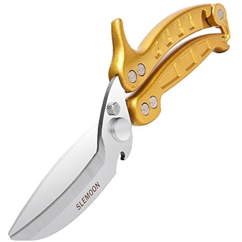 SLEMOON Kitchen Shears Heavy Duty Poultry Shears Meat Cutting Dishwasher Safe and Stainless Food Kitchen Scissors for Chicken Turkey Thanksgiving,Gold - Image 1