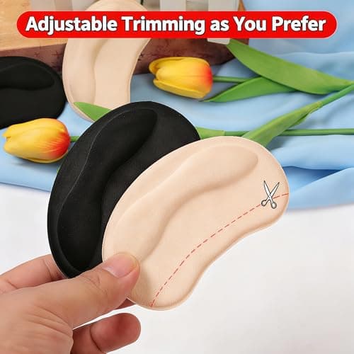 GQTJP Heel Pads Cushion Inserts for Loose Shoes, Heel Grips & Liners for Men Women – Protectors Against Blisters, Heel Pain, Slipping & Friction(6 Pairs, Beige) - Thumbnail 2