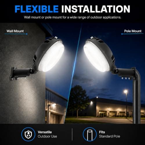 MOONTIP 150W 20000LM Dusk to Dawn Outdoor Lighting, LED Barn Lights Outdoor with 150° Adjustable Photocell Pole Light 6500K Flood Light, IP66 Waterproof Area Street Light for Garage Warehouse Yard - Thumbnail 5
