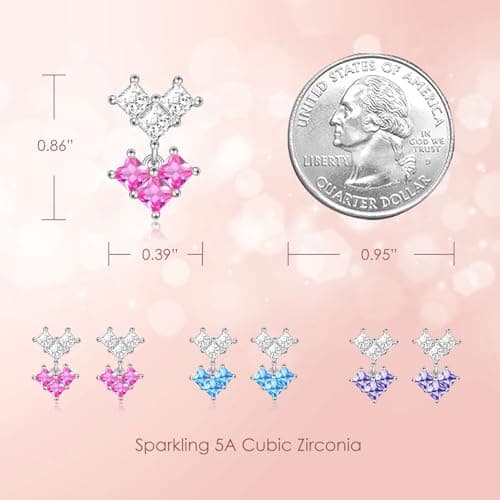 CAPIROSA Love Heart Crystal Earrings Stud S925 Sterling Silver with Zirconia, Anniversary Birthday Jewelry Gifts for Women - Thumbnail 5