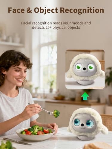 ropet KAMOMO AI Pet Interactive Companion Robot with ChatGPT, Emotional Support AI Gifts for Adults and Kids, Warm Lifelike Robotic Desktop Pets with AI Diary and Auto-Sketch - Thumbnail 4