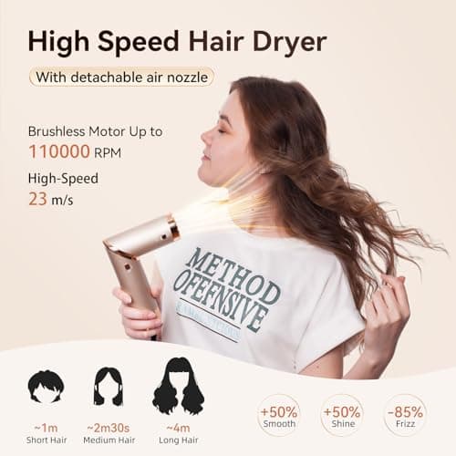 Hupifaz 5 in 1 Hot Air Styler and Blow Dryer Brush, Auto Wrap Airstyler with Diffuser, High Speed 110000 RPM FlexStyle Hair Dryer, Fast Drying Multi Style for Straight, Volumize, Wavy and Curly - Thumbnail 2