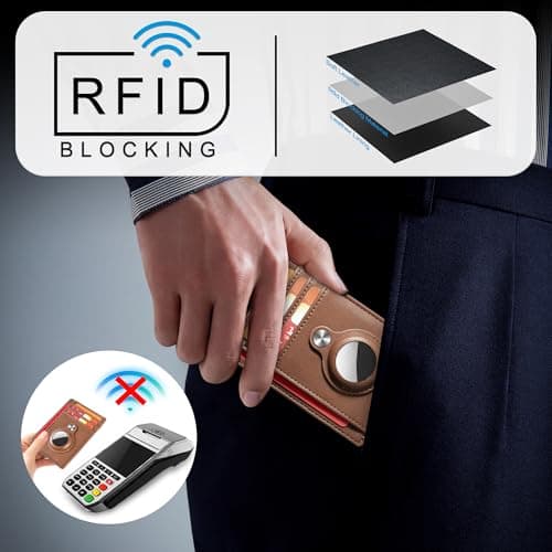 Hawanik Slim Minimalist Front Pocket Air Tag Wallet, RFID Blocking Card Holder Wallet with Airtag Holder - Thumbnail 4