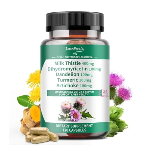 GREENPEOPLE Lymph-Liver Cleanse Detox & Repair - Strength Milk Thistle 30X Extract - Standardized and Concentrated 80% Silymarin w/Vitamin,95% curcuminoids & 17+Liver Health Nutrients Vegan 120CT - Image 1