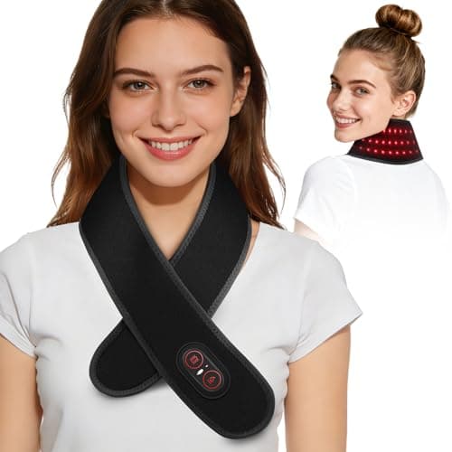 Cordless Neck Heating Pad for Pain, Neck Massager with 660nm 850nm Red Light, Neck Heating Pad for Pain Electric, Heated Neck Brace Wrap for Soreness Stiffness Pain Relief - Image 1