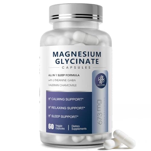 iMATCHME Magnesium Glycinate 850mg Capsules with L-Theanine, Chamomile & GABA for Sleep, Calmness, Muscle, Bone Health & Immune Support, Magnesium for Women and Men, Vegan, High-Absorption, 60 Count - Image 1