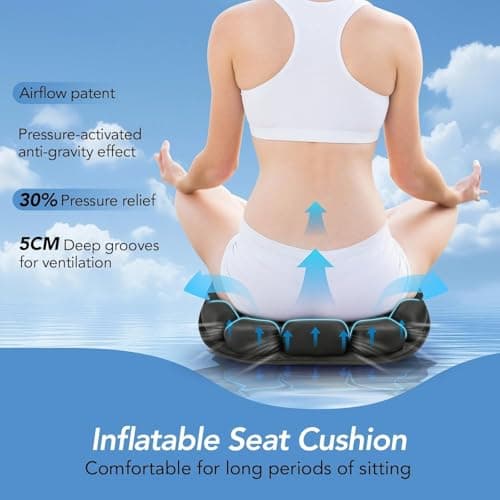 RUIERS Travel Seat Cushion, 3D Air Inflatable Pressure Relief Cushion for Hemorrhoid and Tailbone Pain Relief, Optimal Support for Long Sitting in Car, Air Travel, Office Chairs, Home Living - Thumbnail 3