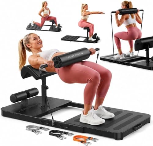 FEIERDUN HT1 Adjustable Hip Thrust Machine for Home Gym, Progressive Glute Training System with Barbell-Style Squat, Padded Support Bar, 7-Level Resistance Bands, Heavy-Duty Steel Frame - Image 1