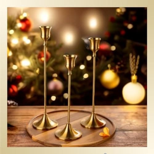 MENONEE Brass Gold Candlestick Holders Set of 6, Taper Candle Holder for Candlesticks, Antique Vintage Candle Stick Candle Holders for Table Centerpieces Mantel Wedding Home Christmas Decorations - Thumbnail 6