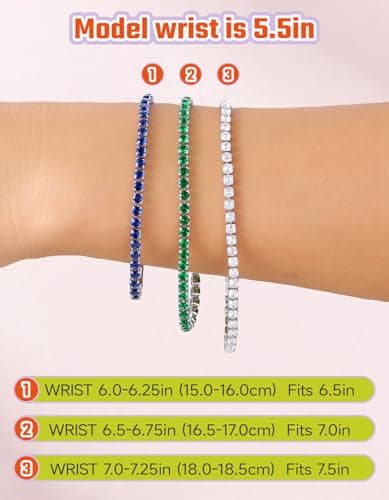 Just Being Cute Tennis Bracelets for Women|White Gold Plated Classic Tennis Bracelet with 3mm Pink Round Cubic Zirconia|Birthday Anniversary Wedding Valentine's Day Gift, Size 6.5-7.5 Inch - Thumbnail 6