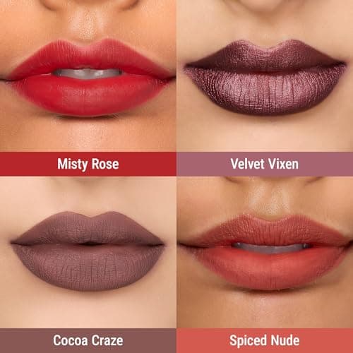 exmiloo Mini Lip Tint Lip Stain Set - 4 Colors Liquid Lipstain Kit for Matte & Metallic Finish, Lightweight Lip Cheek Tint Stain with Rich Varied Colors, Vegan & Cruelty-Free - Thumbnail 2