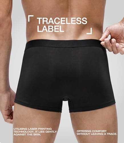 GLESTORE Mens Underwear Trunks Pack Modal Underwear for Men with Pouch Moisture Wicking Black&Red L - Thumbnail 5