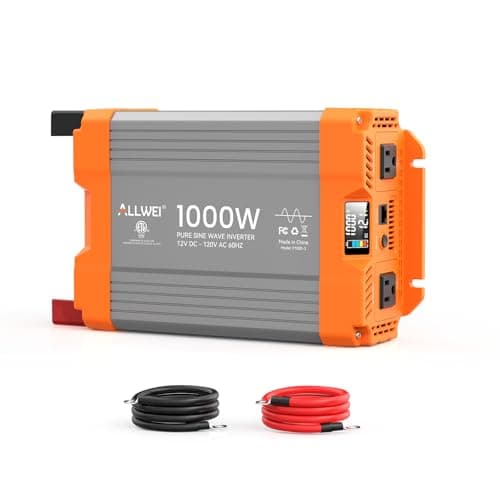ALLWEI Pure Sine Wave Inverter - 1000 Watt Inverter 12V DC to 120V AC Converter for Home, RV, Truck, Off-Grid Solar Power Inverters for Vehicles, Car Power Inverters with 2 Sockets, 2000W Peak