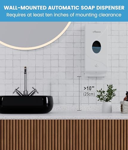 AIMEIKE Automatic Wall-Mounted Soap Dispenser 800ml (27 fl oz), ABS White Touchless Soap Dispenser with Viewing Window & Lock for Home Bathroom & Commercial Restrooms - Thumbnail 2