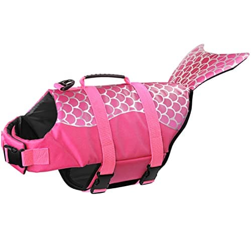 Dogcheer Dog Life Jacket, Cute Mermaid Dog Life Vest for Swimming Boating with Superior Buoyancy and Rescue Handle, Adjustable Puppy Swim Vest Pet Floating Vest for Small Medium Large Dogs - Pink, XL