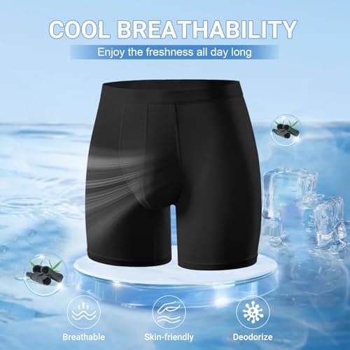 MEETYOO Men's Underwear Boxer Briefs Pack, Moisture-Wicking Underwear for Men Breathable No Ride Up Boxers - Thumbnail 4
