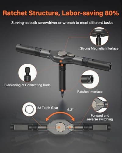 42 in 1 Magnetic Screwdriver Set, Ratchet Screwdriver Set, DIY Multi Bit Magnetic Drive Set with Detachable Ratchet Handle, Portable Compact Repair Tool Kit for Furniture Computer Bicycle, Orange - Thumbnail 4
