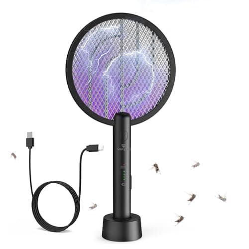 Gooqand Bug Zapper Racket, 2 in 1 Fly Swatter USB Rechargeable, 4000V Electric Fly Zapper with 4 Layer Safety Mesh，Electric Racket for Kitchen, Home, Garden and Outdoors - Image 1