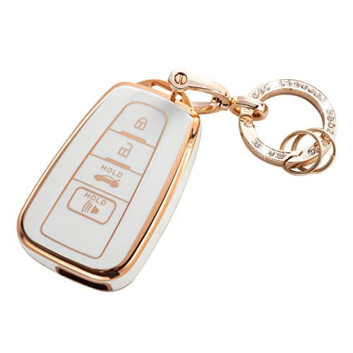 RUABIBAN Key Fob Cover Compatible with Toyota, Soft TPU Key Case Protection Shell Fit for 2018-2022 Camry RAV4 Highlander Avalon C-HR Prius Corolla GT86 Smart Key Holder