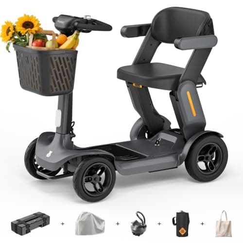 Paiseec S3 Mobility Scooter, Folding Mobility Scooters for Seniors, All Terrain Mobility Scooter, Electric Mobility Scooters for Adults, Folding Mobile Scooter, Auto Speed Control (Gray, S3-40 Miles)