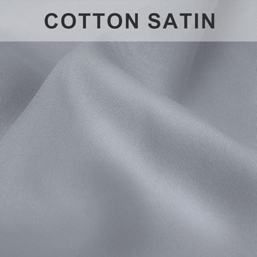 Lirex Queen Pillow Cases Set of 2, 100% Cotton Sateen, Breathable, Cooling, Soft for Quality Sleep, Pillow Covers with Envelope Closure, 20" x 30", Light Grey - Thumbnail 3