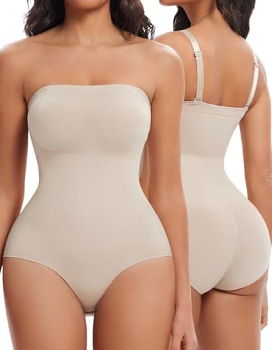 SIMIYA Women Strapless Shapewear Bodysuit with Built in Bra Top Tummy Control Body Suits Shaper Seamless Waist Trainer - Image 1