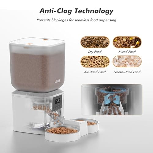 Automatic Cat Feeder for 2 Cats - 8L/34 Cups Large Capacity Auto Cat Food Dispenser with LCD Screen, 2 Food Trays, Timed Feeder, Up to 50 Portions 6 Meals Per Day, Keep Fresh - Thumbnail 5
