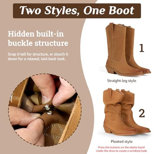 LACIKOSZ Womens Brown Tabi Foldable Mid Calf Boots - Thumbnail 3