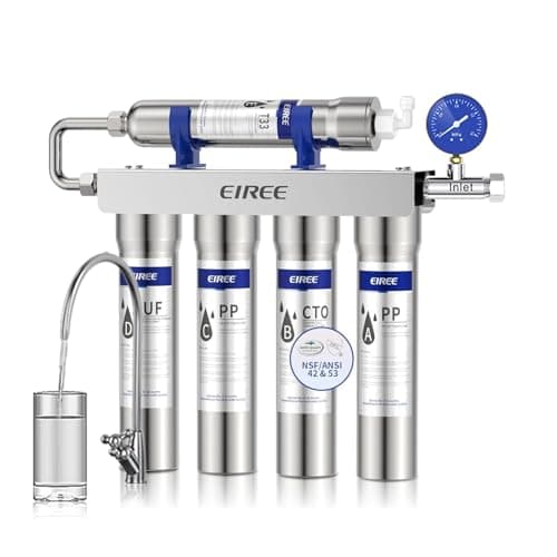 EIREE H502B Under‑Sink Ultrafiltration Water Filter – 0.01 µm Membrane, Removes 99.99% Heavy Metals, Chlorine & Odor, Stainless Steel Housing, USA Tech