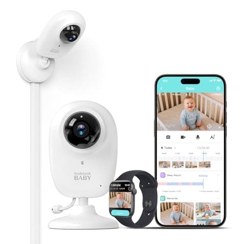 Smart AI Baby Monitor,1080P Baby Room Camera, APP,AI Detection,Cry Monitor,Lullabies,Night Vision,VOX,Two-Way Audio,Cloud & SD Card Storage,Wall Mount,Temperature Sensor,Support Smart Watch